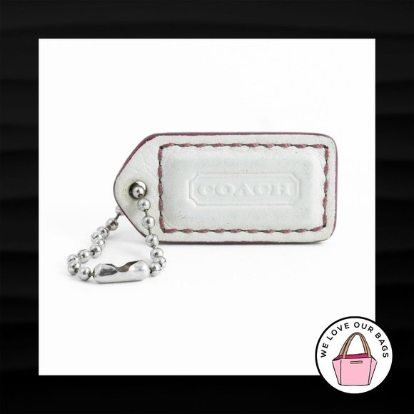 1.5" Small COACH WHITE LEATHER KEY FOB CHARM KEYCHAIN HANG TAG WRISTLET - Picture 1 of 1